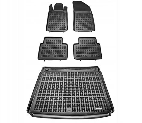 MOTOS Satz Gummifußmatten und Kofferraummatten für Peugeot 508 I 2010-2018 Verbessern Sie Ihren Reisekomfort mit Antirutschmatte Auto - Allwetter fußmatten Auto, Schutz vor Verschmutzung