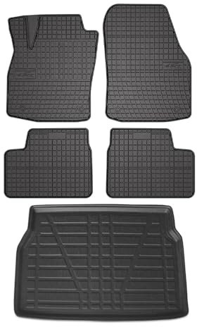 OMAC Fußmatten & Kofferraumwanne Set kompatibel mit Opel Astra H 2004-2013 Gummi TPE Schwarz 5X