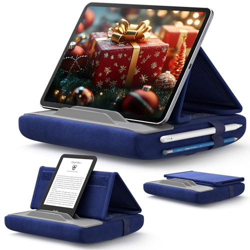JSAUX Tablet Halter Kissen, Lesekissen Ständer, Halterung für Bett Sofa Kompatibel Mit iPad Pro 11 10.5 9.7 10.2 Air Mini, Kindle, E-Reader und Mehr 4-11'' Geräte Marine Blau