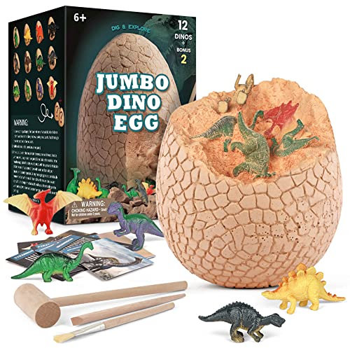 Surakey Groß Dino Ei Dinosaurier Ausgrabungsset Dinosaurier Eier XXL-Ei 14 Dinosaur Figuren Dino Ei Spielzeug für 6-10 Jahre Jungen Mädchen Kinder Geschenk Geburtstag Party Archäologie