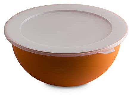 Omada Große Küchenschüssel mit Deckel von 6,5 l, , leicht, bruchsicher, spülmaschinenfest, Linie Sanaliving, Orange
