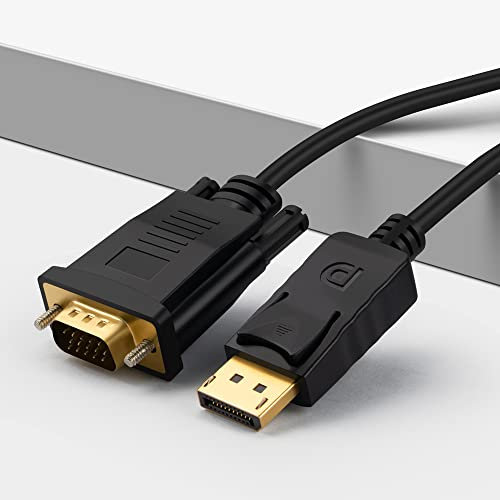 Cable DisplayPort a VGA, adaptador de puerto de visualización a VGA, modo dual 1080P Full HD Display Port a VGA Cable adaptador (macho a macho) para Lenovo/Dell/HP/ASUS y otras marcas (1,8 m)