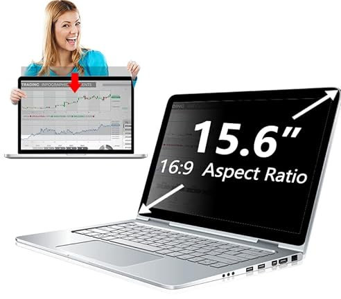 QYiiD Écran de confidentialité pour ordinateur portable 15,6 compatible avec Lenovo Hp, Dell, Acer, Asus, Thinkpad, Envy Xps, aspect 16:9, protecteur de filtre amovible, anti-reflets et lumière bleue