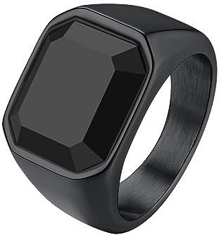 Richsteel Male Rings Black Signet Onyx Ring for Men Jewellery