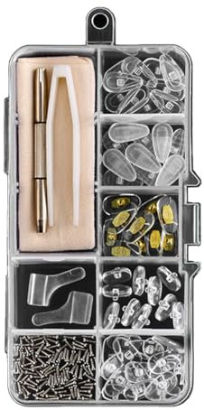 30 paia di pastiglie nasali in silicone per occhiali, airbag, antiscivolo, con viti, cacciavite, pinzette, panno per la pulizia e custodia