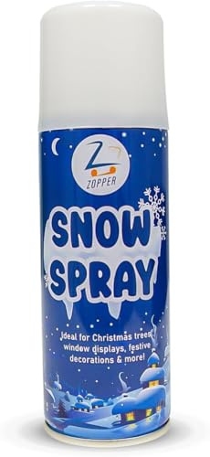 ZOPPER Spray On Snow - Artificial Snow Ideal for Christmas Trees, Wreaths, Parties, Decor, Christmas Decorations, Winter Wonderland and More - Sticks to all Surfaces - 250ml Can