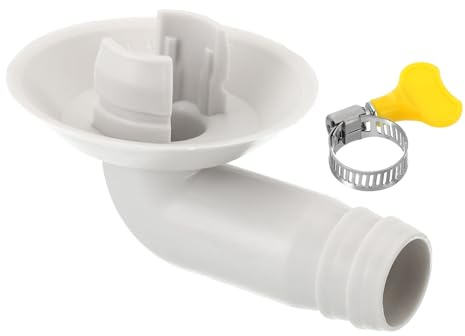 PATIKIL 18mm Klimaanlagen-Ablaufschlauchverbinder, 1 Stück Universal-Ablaufverbinder mit Klemmschelle für Mini-Split-Fenster-Klimaanlage, weiß, Stil 7