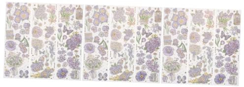 NUOBESTY 3 Stück 5 Blumenstempelaufkleber Sammelalbum Scrapbook-Aufkleber Aufkleber mit Blumenmuster Aufkleber für Tagebuchmaterial bronzieren Wasserflasche Postkarte Lieferungen schmücken