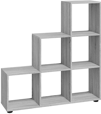 KTHLBRH Treppenregal Grau Sonoma 107 cm Holzwerkstoff Dekorative Regale Büro-Bücherregal Wohnzimmer Regale Regale für das Schlafzimmer für Büro, Wohnzimmer, Schlafzimmer
