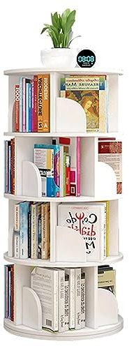 GaRcan Um 360° drehbares Bücherregal aus MDF, stehendes Regal, platzsparendes, hoch stapelbares Bücherregal mit Schallwand-Design (B 46 x 98 cm)