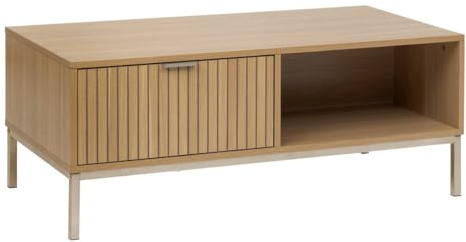 5five - tavolino tasso effetto legno naturale 100x40cm