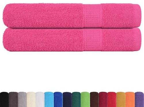 vidaXL Serviettes de Sauna FROGN 2 pcs Rose 80x200 cm 360 g/m² 100% Coton, Serviette, Serviette de Bain, Serviette en Coton