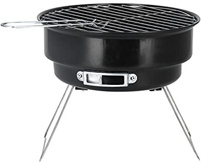 Vvikizy Tragbarer Grill, Faltbarer Eisengrill, Runder Grill, Picknick-Campinggrill mit Antihaft-Oberflächenbehandlung, Exquisiter Kleiner Holzkohlegrill für Treffen zu Hause Im Freien