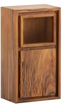 Woodkings Hängeschrank Maddox | schmaler Wandschrank 30x55x20cm | Holzmöbel ideal für Badezimmer oder Gäste-WC | Rustikaler Stauraum