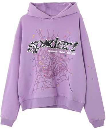 Sybnwnwm Punk Felpa con cappuccio da uomo Spider Web Blast Print Felpa retrò Y2K Grunge felpe con cappuccio gotico Streetwear Pullover, D-viola, S