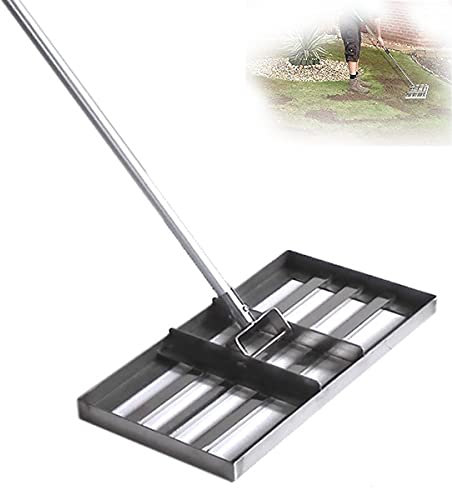 Aikimfuly Râteau de nivellement de pelouse, débroussailleuse de golf, balai à glissement de niveau, râteau de nivellement avec poteau en acier inoxydable de 109,2 cm – Outil de nivellement de sol