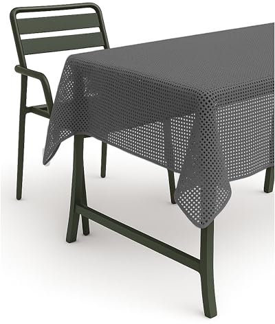 texpot Gartentischdecke 140 x 180 cm oval dunkelgrau Karo wetterfest geschäumt rutschfest