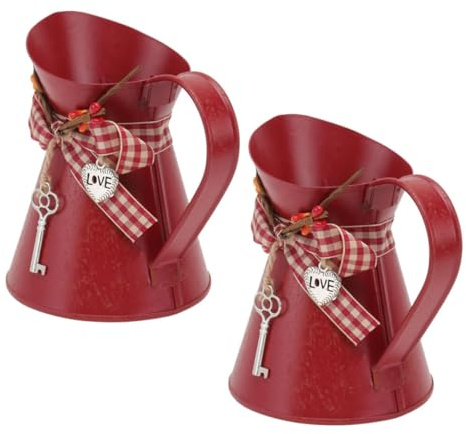 VICASKY 2pcs Garden Pots Metal Bucket Flower Pot French Flower Bucket Decorative Metal Pitchers