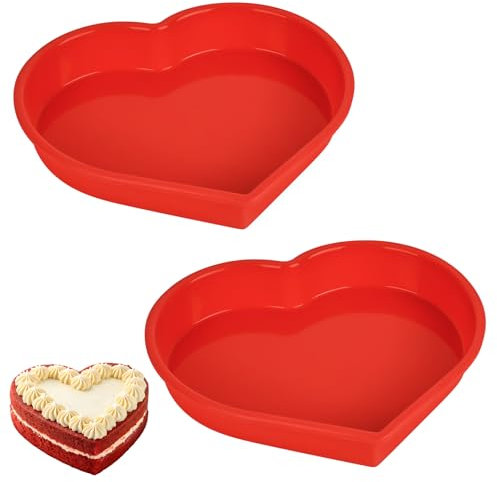 elthmpr Heart Cake Mould Silicone - 2 Pcs Heart Shaped Cake Baking Tin Nonstick Reusable Love Cake Moulds BPA Free Heat Resistant Hearts Baking Tins for Puddings Bread Cheesecake Chiffon Muffins