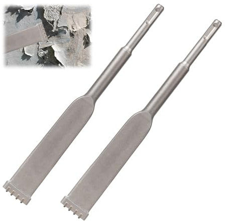 SDS Plus Schaft Vierzahnmeißel-2 Stück, SDS Plus Meißelsatz, 25/20cm langer Rundschaft Hammerbohrmeißel aus Legierungsstahl, Vierzahn-Flachmeißel, ideal für Fliesen, Beton, Ziegel (200MM)