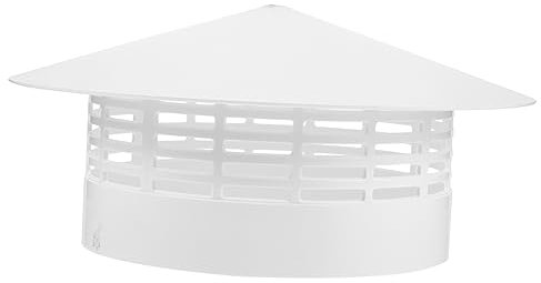 Housoutil Cubierta de Ventilación Redonda para Chimenea Material Pvc Blanco, Diseño Antiviento y Drenaje Rápido, Adecuado para Protección contra Lluvia y Viento en Exteriores