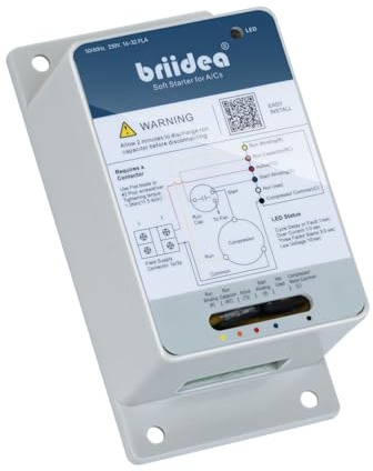 briidea 16–32A AC Soft Start Kit for Home Air Conditioner (4–7 Ton), Reverse Motor Protection, 70% Start-Up Current Reduction, Quiet Operation, Works with Utility & Generator Power