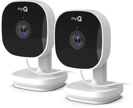 Chamberlain myQ Smart Indoor Security Camera – 1080p HD Video, Night Vision, Motion Detection, Wi-Fi, Two-Way Audio, Smartphone Control, 2 Pack