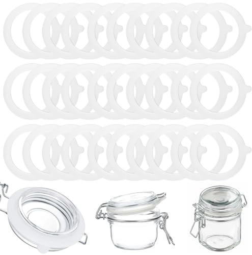HJYIMYI 30 Piezas Junta de Silicona de Repuesto, Color Blanco | Sellos de Cristal de Repuesto, Anillos de Goma para Tarros de Conservas (94mm Diámetro Exterior, 70mm Diámetro Interior)