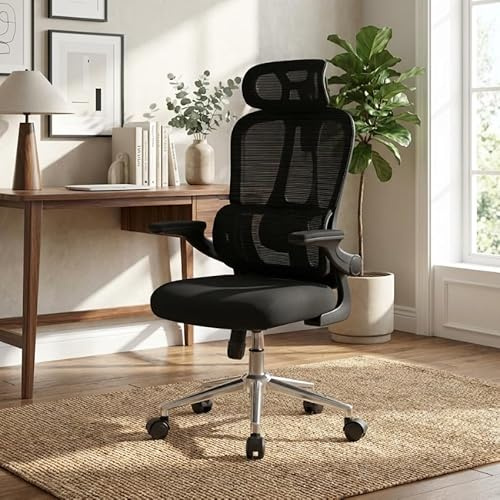 FLEXISPOT Ergonomic Office Chair with Syncro Tilt Adaptive Armrests, Desk Chair with Adjustable Backrest, Ergonomic Lumbar Support, Sponge Cuishion Seat - Swivel Chair with Wheels