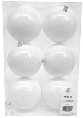 Kunststoff Weihnachtskugel Ø 10cm weiß Deko Kugel Christbaumschmuck bemalen DIY 1 Set - 6 Stück