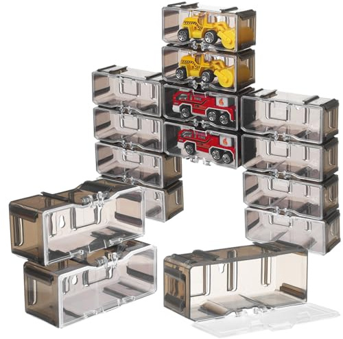 LALADEFIEE Aufbewahrungsbox aus Kunststoff für 40 Miniatur Autos im Maßstab 1:64 mit Transparenter Vitrine zum Sicheren Schutz und Eleganten Display von Sammlerstücken