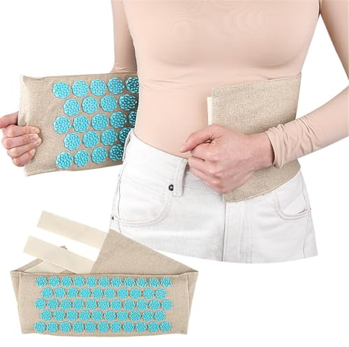 Waist Acupressure Massage Belt, Flower Shaped Acupuncture Mat Strap, Adjustable Wrap Around Lumbar Cushion Support Pillow Belt with Pressure Points Spikes for Lower Back Pain Relief Muscle Relaxation