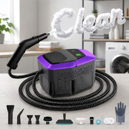 Pulitore a Vapore 2500W con Serbatoio 1800ml, 4Bar Pulitore a Vapore Portatile Multiuso da con 293℉, 15s in Riscaldamento, 17 Accessori Steam Cleaner Pulitore Vapore Casa per Tappeti Divani Cucina