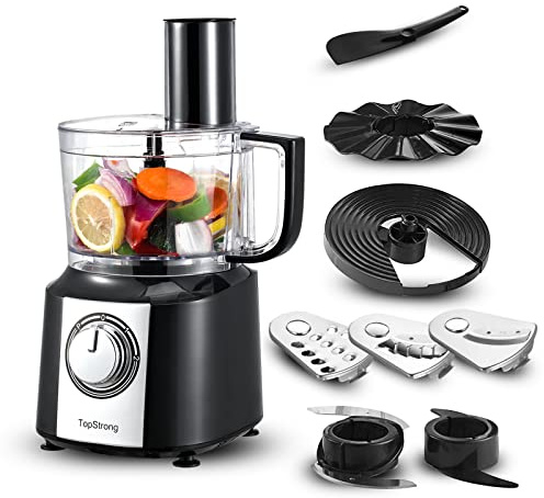 TopStrong Robot Multifonction, 6 en 1 Robot de Cuisine, 2L Robot Cuisine Multifonctions, Food Processor 800W, Robot Menager Multifonctions, Hachoir Mixeur
