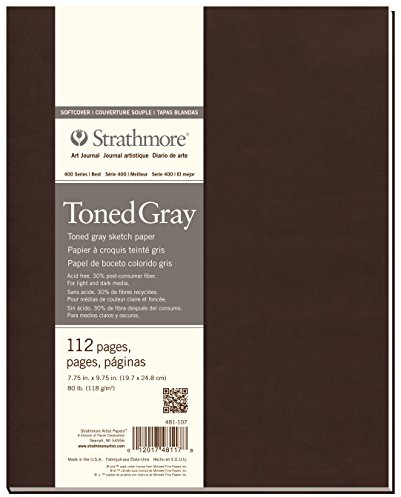 Strathmore 400 Recycled Toned Gray Skizzenbuch Softcover - P481-107-4, 56 Blatt, 20 x 25 cm, 89 g/m², Grau