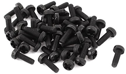 Sourcingmap® M2 x 6 mm Nylon Phillips Kreuz Pan Head Maschine Schrauben schwarz 50 PCS de