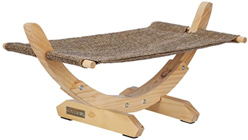 Kerbl Pet Hängematte Siesta 2.0, Katzenbett, Katzenmatte, braun, 61x37x29cm, Holz, Leinen, Katzen, mit Anti-Rutsch-Noppen