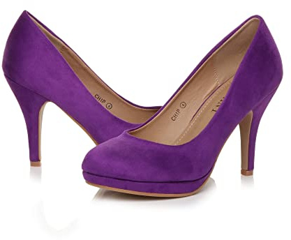AJVANI high mid Heel smart Work Evening Party Platform Court Shoes Pumps Size 4 37
