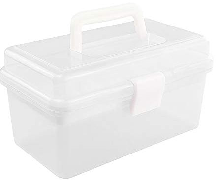 Craft Caddy Box Kunststoff Freischwinger Box 2 Fächer Kunst und Handwerk Box für Bleistifte Farben Pastellkreiden Bastelzubehör