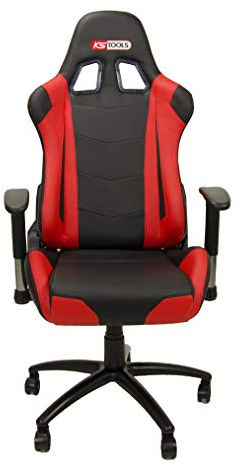 KS Tools 100381 - Chaise à Roulette - Siège de Travail - Tabouret Ergonomique pour Travaux en Atelier - Hauteur, Dossier et Accoudoirs Réglables - Type Siège Baquet - 5 Roulettes