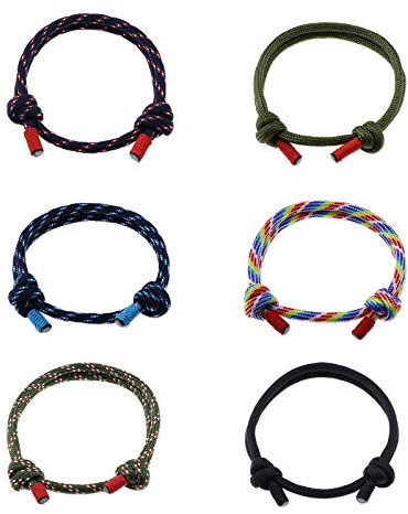 OTOTEC 6pcs Bracelets de Surfer Cordes Tressées Nautiques Corde Assorties Ensemble Unisexe à Main Réglable