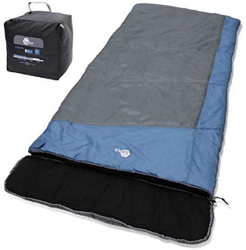 your GEAR XXL Schlafsack Sumatra -7°C | 3-4 Jahreszeiten Deckenschlafsack 230x100 cm | Baumwollfutter | Ideal für Wandern, Camping, Outdoor-Abenteuer | Campingschlafsack in Blau Grau