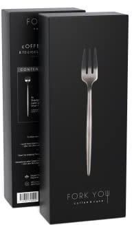 FORK YOU Dessertbesteck Set Schwarz Matt (8-teilig) für 4 Personen, rostfreier Edelstahl, spülmaschinenfest, Geschenk-Set in hochwertiger Geschenkbox