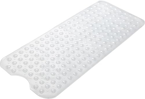 ADOV Halkfri Badkarsmatta, 100x40 cm Extra Lång Halkfri Badmatta, 200 Starka Sugkoppar, Dräneringshål, Maskintvättbar, Mögelresistent, PVC-material, Hållbar Halkfri Duschmatta för Badrummet