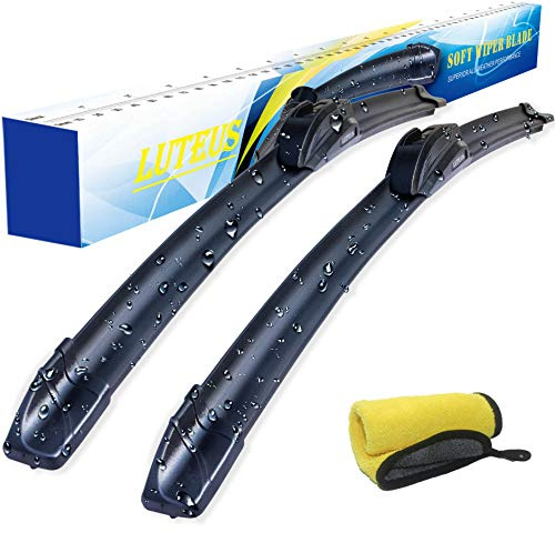 Windshield Wipers, 28 + 14 Wiper Blades, OEM Quality, LUTEUS Premium All- Seasons for Replacement Windshield Wiper Blades (Set of 2), With Extra 1PC Premium Microfiber Towels