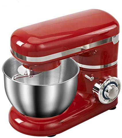 QREZ Impastatrice Planetaria Professionale, Multifunzione Robot da Cucina Impastatrice Planetaria Offerta 1500W Ad Alta Potenza Robot da Cucina capacità 5 Litri 6 velocità,Rosso