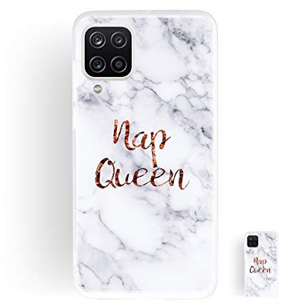 HopMore Hülle für Samsung Galaxy A12 Handyhülle Matt Weich Silikon Weiß Marmor Handytasche Muster Schlank Transparent Bumper Soft Schutzhülle Stoßfest Dünn Silikonhülle Cover - Königin