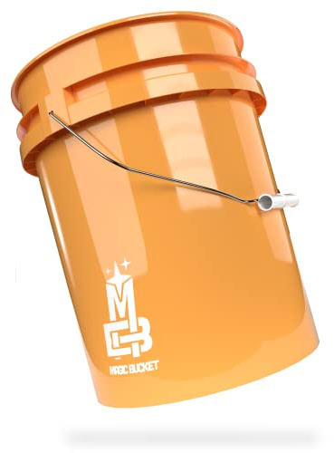 Magic Bucket Wash Bucket for Car Hand Wash Orange 5 US Gallons Approx. 20 Litres Compatible with Grit Guard, Detail Guardz Dirt Lock, Chemical Guys Dirt Trap, Gamma Lids