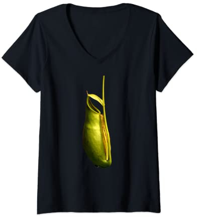 Womens Tropical Pitcher Plant Shirt Botanical Design Nepenhtes V-Neck T-Shirt
