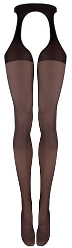 Franzoni Collant Svelatissime 20 Denari, Calze Donna Senza Cavallo Effetto Reggicalze, Collant Nero Sexy Streap Panty, Panty Hose - Made in Italy (Nero, 1/2)